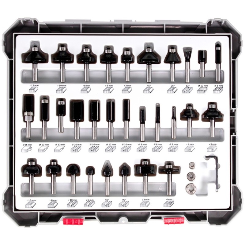 Bosch Set freze de profilat canturi, 30buc, mixte, tijă 8mm