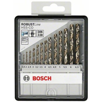 Bosch Set 13 burghie Robust Line pentru metal HSS-Co, DIN338, D1.5-6.5mm
