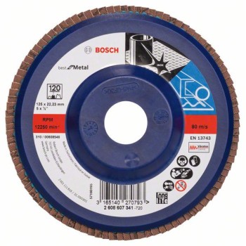 Bosch Disc de slefuire evantai X571, Best for Metal D=125mm G=120, drept