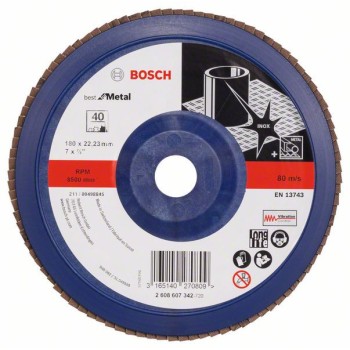 Bosch Disc de slefuire evantai X571, Best for Metal D=180mm G=40, drept