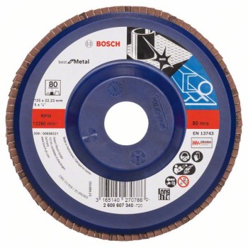 Bosch Disc de slefuire evantai X571, Best for Metal D=125mm G=80, drept