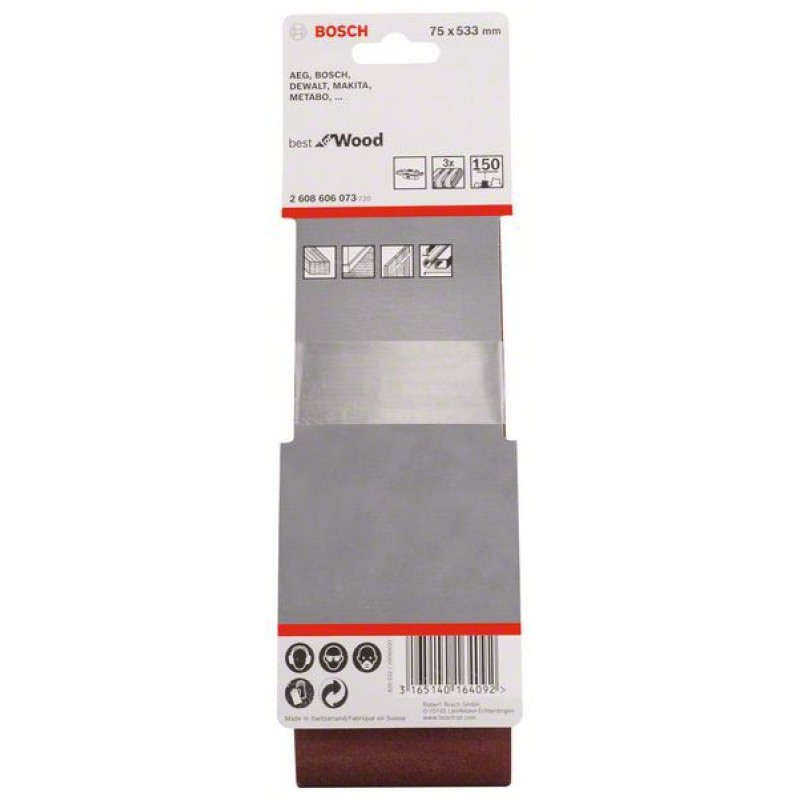 Bosch Set 3 benzi de slefuire X440 75x533mm, 150