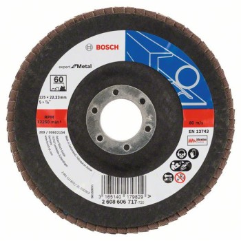 Bosch Disc de slefuire evantai X551, Expert for Metal D=125mm G=60, cu degajare