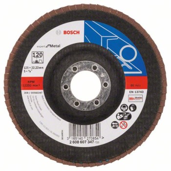 Bosch Disc de slefuire evantai X551, Expert for Metal D=125mm G=120, cu degajare