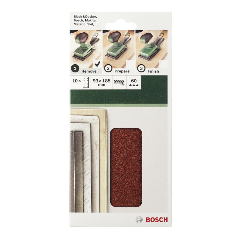 Bosch Set 10 foi abrazive 93x230mm, R40, 8 gauri
