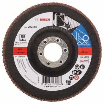 Bosch Disc de slefuire evantai X571, Best for Metal D=125mm G=80, drept