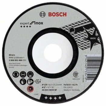 Bosch Disc de degrosare cu degajare Expert for Inox AS 30 S INOX BF, 125mm, 6.0mm