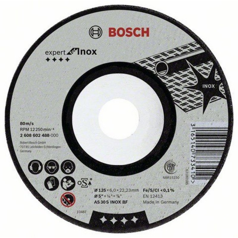 Bosch Disc de degrosare cu degajare Expert for Inox AS 30 S INOX BF, 125mm, 6.0mm