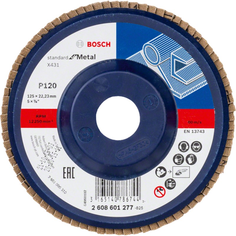 Bosch Disc de slefuire evantai X431, Standard for Metal 125mm, 22,23mm, 120