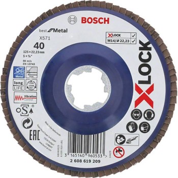 Bosch Discuri de slefuire evantai X-LOCK, versiunea dreapta, placa din plastic, D125, G40