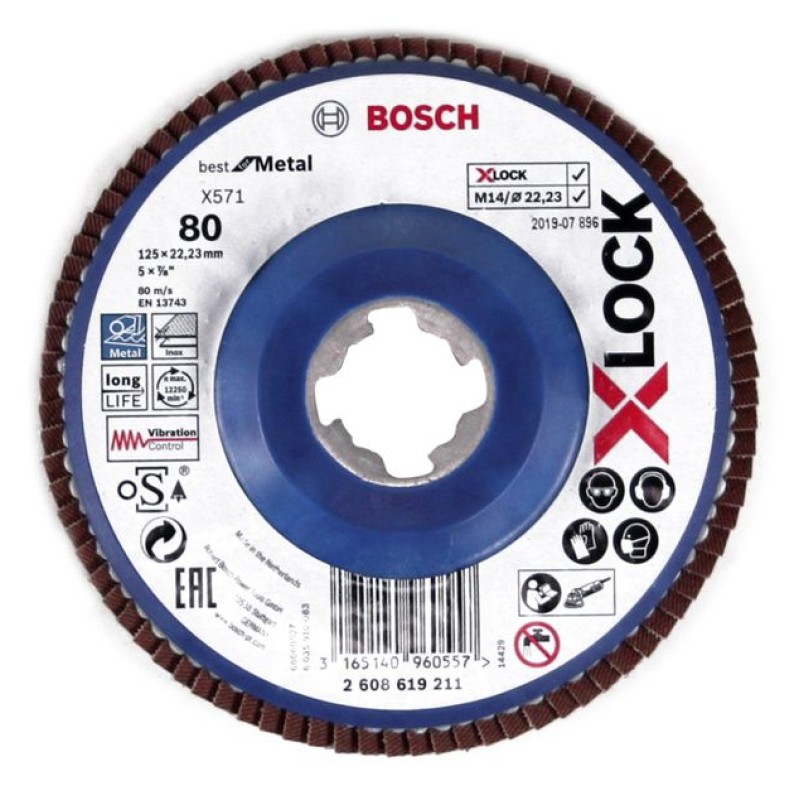 Bosch Discuri de slefuire evantai X-LOCK, versiunea dreapta, placa din plastic, D125