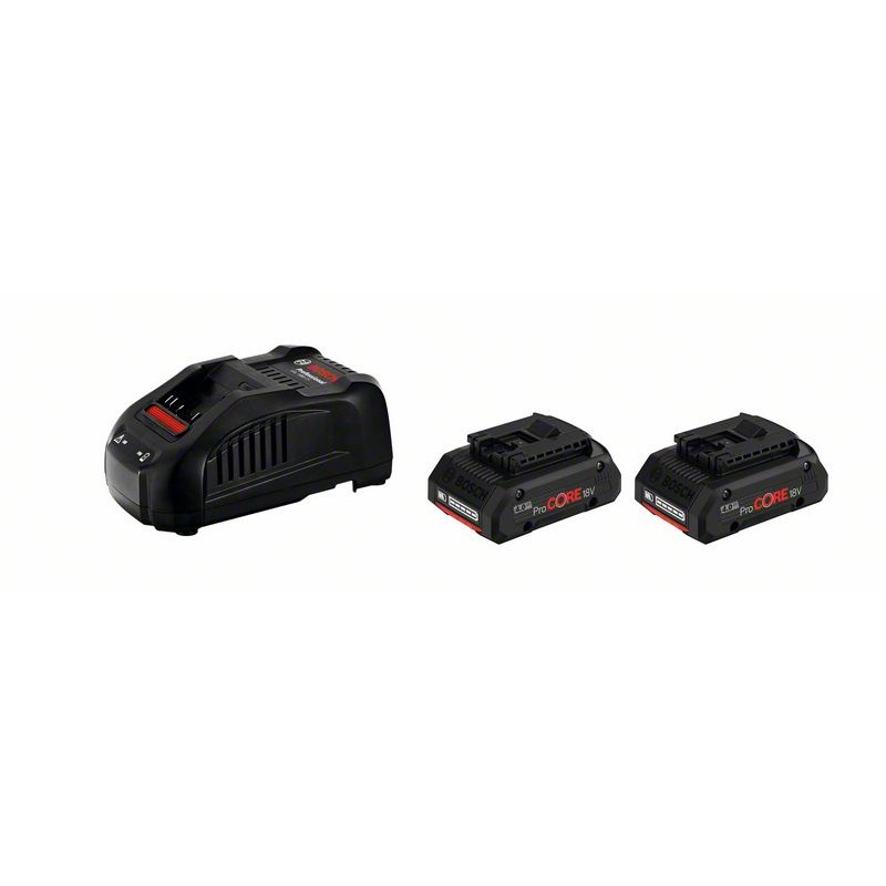 Bosch 2xProCORE 18V + GAL1880CV Set 2 acumulatori Li-Ion, 18V, 4Ah ProCORE + Incarcator rapid de 8Ah