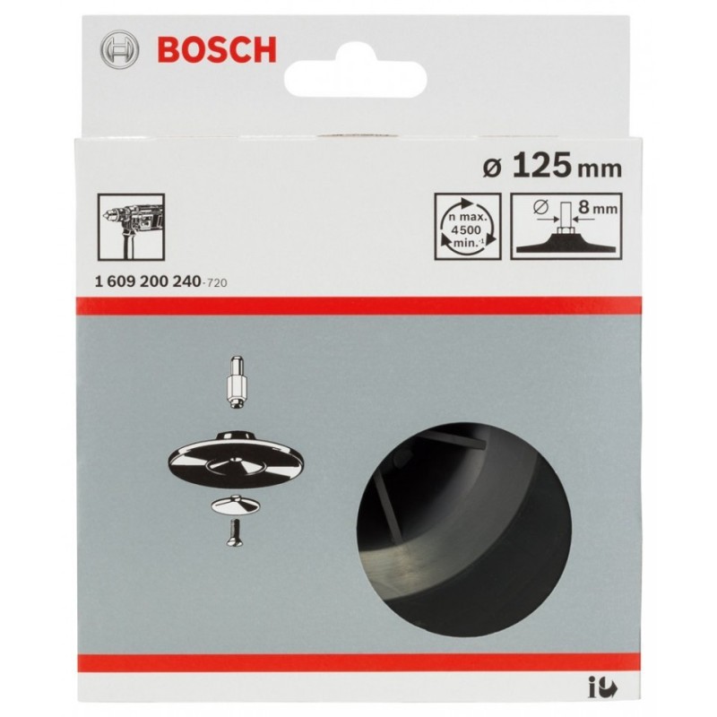 Bosch Disc (taler) suport pentru foi abrazive cu tija de fixare 8 mm, Ø 125 mm pentru GBM
