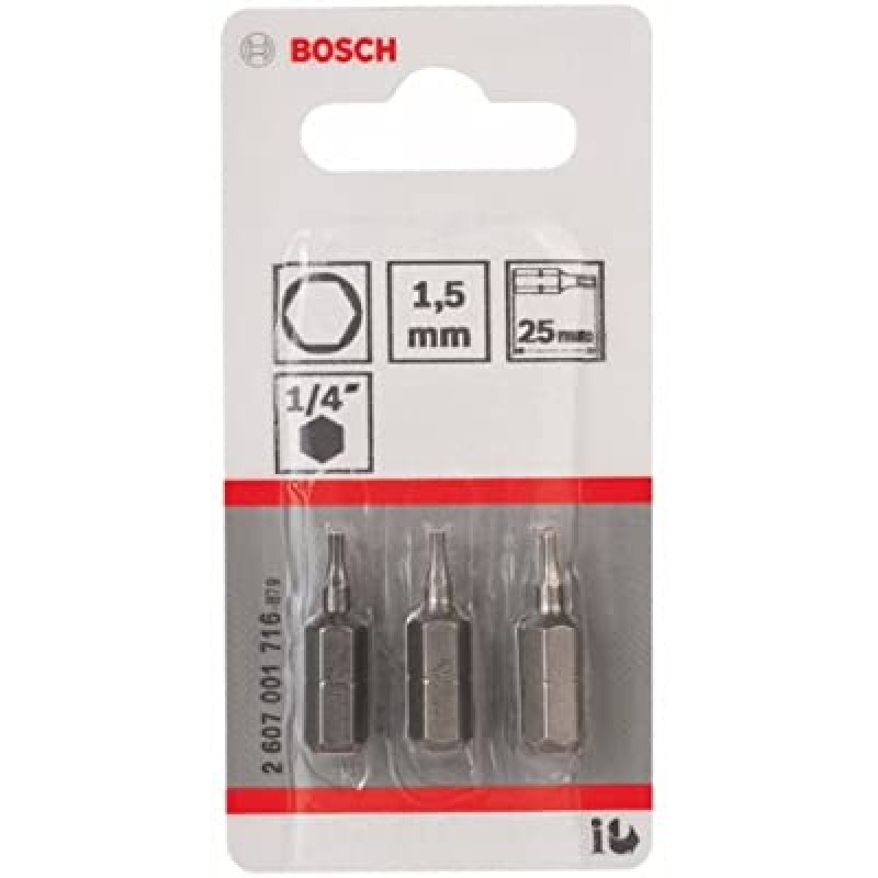 Bosch Set 3 biti HEX1.5 XH, 25mm, 1/4"