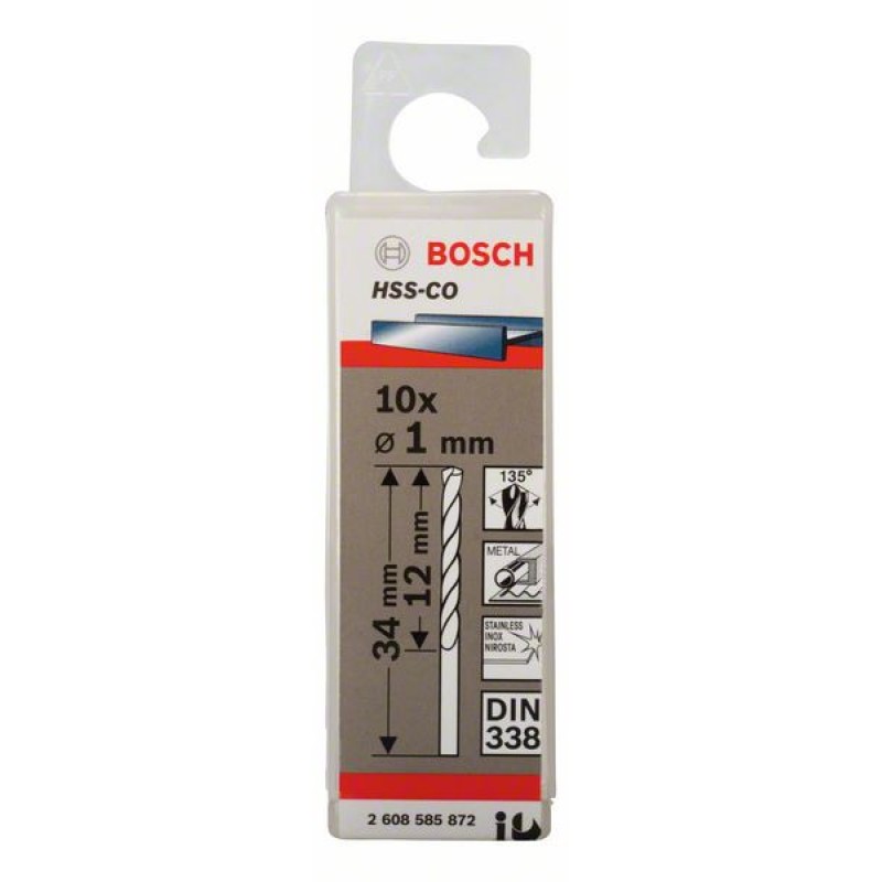 Bosch Set 10 burghie pentru metal HSS-Co, DIN338, 1x12x34mm