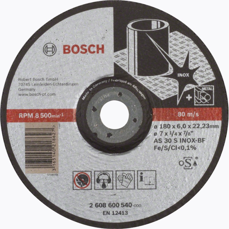 Bosch Disc de degrosare cu degajare Expert for Inox AS 30 S INOX BF, 180mm, 6.0mm
