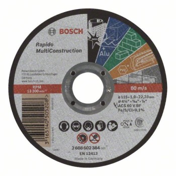 Bosch Disc de taiere drept Rapido Multi Construction ACS 60 V BF, 115mm, 1.0mm