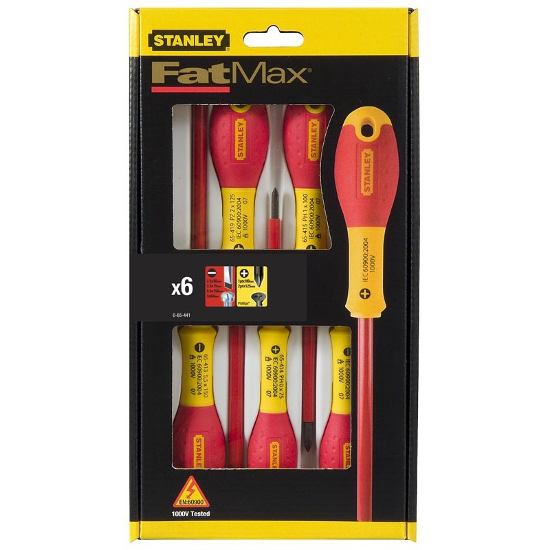 Stanley 0-65-441 Set 6 surubelnite FATMAX izolate, drepte, PH, tester tensiune