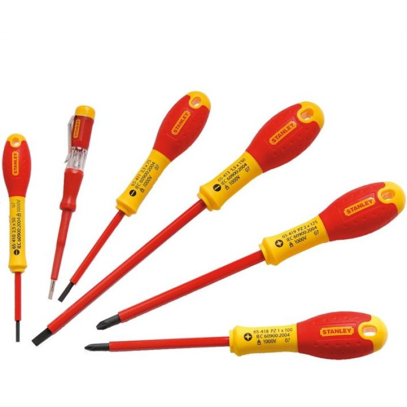Stanley 0-65-443 Set 5 surubelnite drepte FATMAX izolate + tester de tensiune