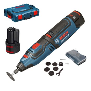 Bosch GRO 12V-35 Multifunctional rotativ cu acumulator, 12V + 2 x Acumulatori GBA 12V 2.0Ah + Incarcator rapid GAL 1230 CV + L-Boxx