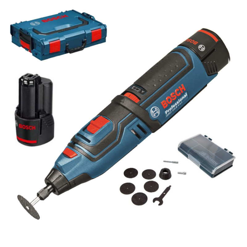 Bosch GRO 12V-35 Multifunctional rotativ cu acumulator, 12V + 2 x Acumulatori GBA 12V 2.0Ah + Incarcator rapid GAL 1230 CV + L-Boxx