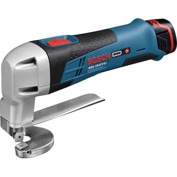 Bosch GSC 12V-13 Foarfeca tabla, otel 1.3mm, Al 2mm + 2xAcumulatori GBA 12V, 2.0Ah + Incarcator rapid GAL 1230CV + L-Boxx 102