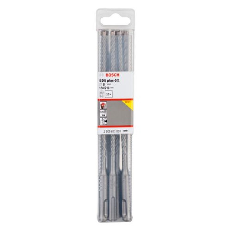 Bosch Set 10 burghie pentru gaurire cu percutie SDS Plus-5X, 6x150x210mm
