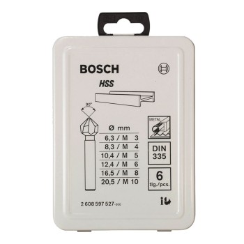 Bosch Set 6 burghie zencuitoare conice pentru metal HSS, DIN335, D6.3-20.5mm