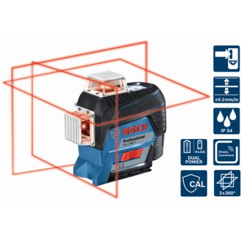 Bosch GLL3-80 C Nivela laser cu linii, 30m, receptor 120m, precizie 0.2mm/m