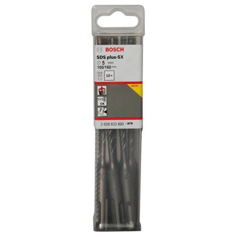 Bosch Set 10 burghie pentru gaurire cu percutie SDS Plus-5x, 6x100x160mm