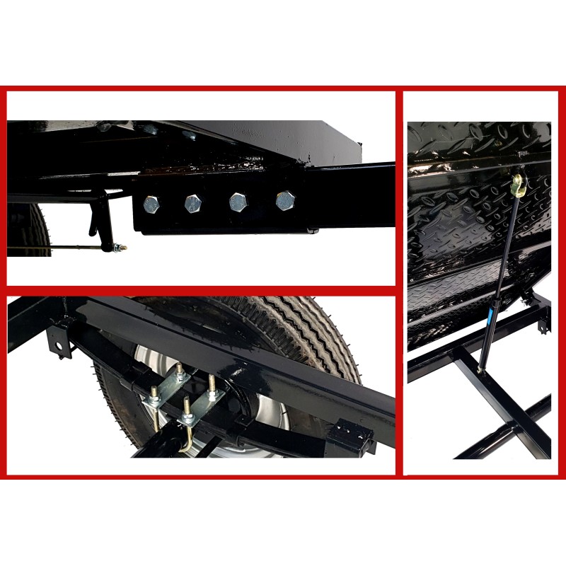 ProGARDEN Campo RM500C remorca 500kg motocultor, 1 osie, prindere bolt, roti profil rutier 5.00-12, 4 prezoane, RIM 3.00B