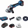 Bosch GWS 18V-10 Polizor unghiular cu acumulator, 2x 5,0Ah + L-BOXX