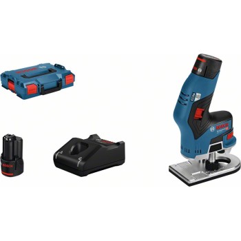 Bosch GKF 12V-8 Masina de frezat muchii cu 2 acumulatori Li-Ion, 3Ah + L-Boxx