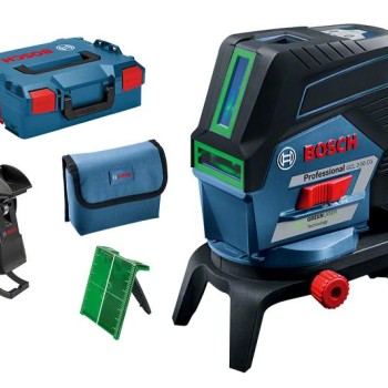 Bosch GCL 2-50 CG + RM 2 + BM 3 (solo) Nivela laser verde cu linii (20 m) cu Bluetooth + Suport professional + Clema pentru tavan + L-Boxx