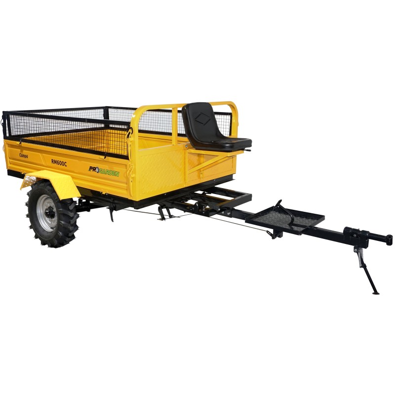 ProGARDEN Pachet Campo RM600C remorca 600kg motocultor, cu obloane inaltare, 1 osie, prindere bolt, roti profil agricol 6.00-12