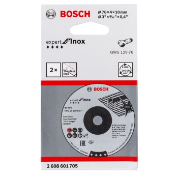 Bosch Set 2 discuri slefuire Expert Inox, 76x4x10mm pentru GWS 12V-76