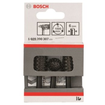 Bosch Set raspel - 3 freze manuale, rotundă, cilindrică, conică, 6mm