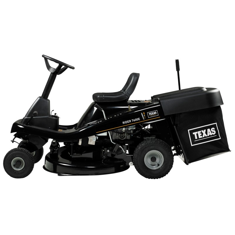 Texas Rider 7600E tractoras pentru tuns gazonul 3 in 1, 12CP, benzina, latime taiere 760mm, inaltime taiere 30-76mm, sac colector 170l, pornire electrica