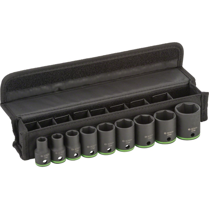 Bosch Set 9 chei tubulare 1/2" standard 10, 12, 13, 17, 19, 21, 22, 24, 27 mm