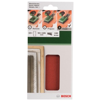 Bosch Set 10 foi abrazive 93x185mm, R180, 8 gauri