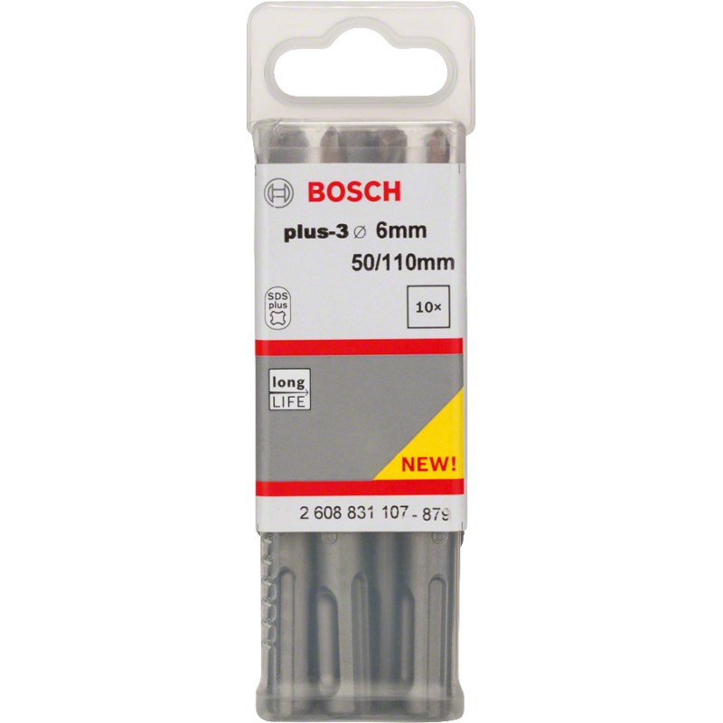 Bosch Set 10 burghie SDS Plus-3, 6x50x110mm