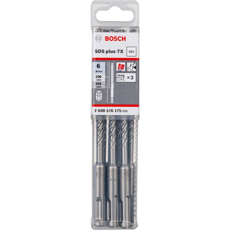 Bosch Set 10 burghie SDS Plus-7X, 6x100x165mm