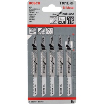 Bosch Set 5 panze ferastrau vertical T 101 BRF Clean for Hard Wood, 100mm