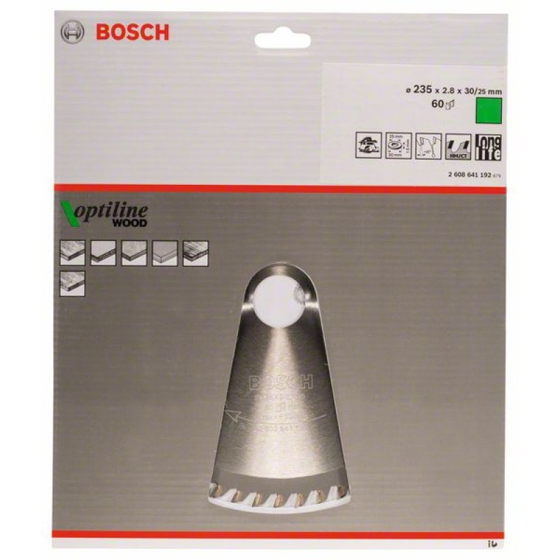 Bosch Panza ferastrau circular Optiline Wood, 235x30x2.8mm, 60T, reductie 25mm
