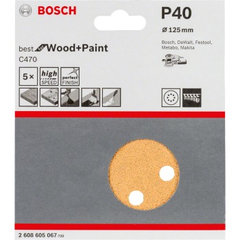 Bosch Set 5 Foi abrazive C470 125mm, 40
