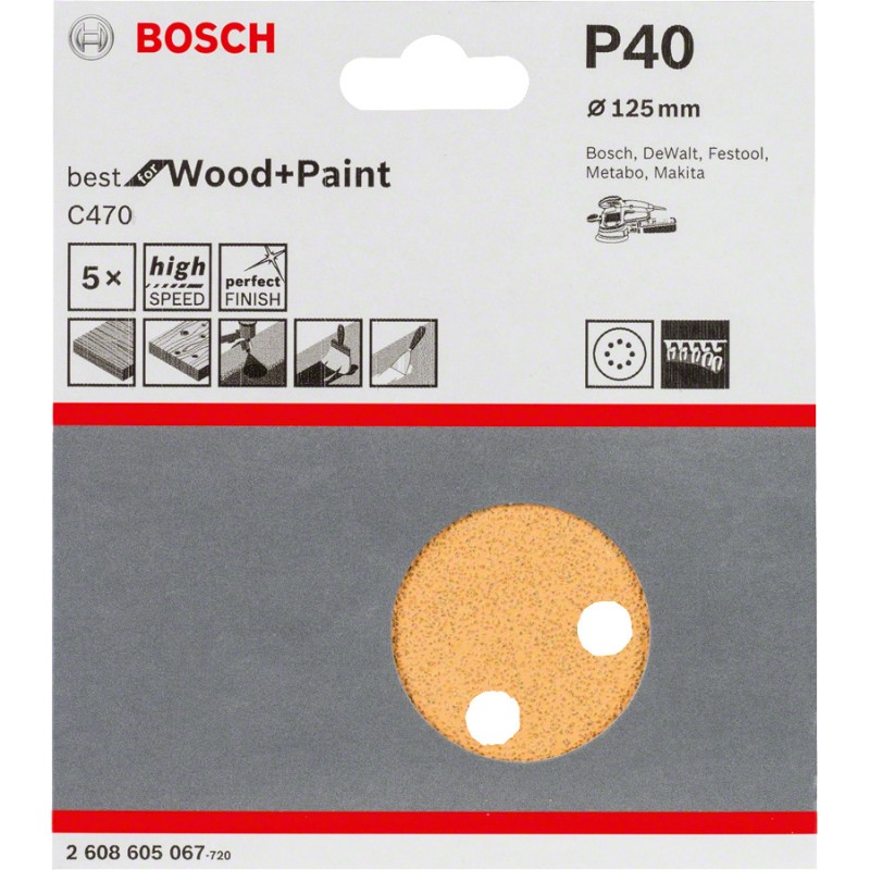 Bosch Set 5 Foi abrazive C470 125mm, 40