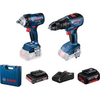 Bosch GDS 18V-400 Surubelnita cu impact brushless 18V + 2 acumulatori Li-Ion, 2Ah si 5Ah, 400Nm + Valiza + GSB 18V-50 Masina de gaurit cu percutie brushless, Li-Ion, 50Nm