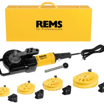 REMS Set promo Masina de indoit tevi Curvo Set 15-18-22-28 580027 R220 + Taietor tevi RAS Cu INOX 3-35 113350 R 580X03