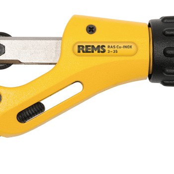 REMS Set promo Masina de indoit tevi Curvo Set 15-18-22-28 580027 R220 + Taietor tevi RAS Cu INOX 3-35 113350 R 580X03