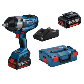 Bosch GDS 18V-1000 Surubelnita cu impact pe acumulator, 1000Nm + 2 x acumulatori  GBA 18V 5.0Ah + incarcator rapid GAL 18V-40 + L-BOXX